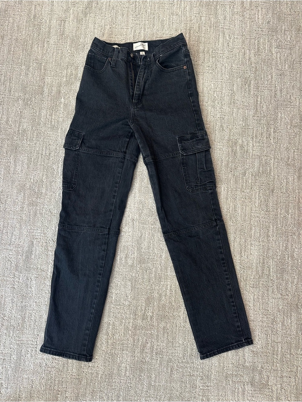 Women's Black Cargo Jeans Straight Leg